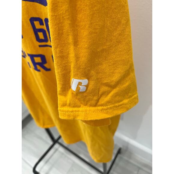 Russel Men's 2XL LSU Louisiana State University Tigers Yellow Blue T-shirt - Picture 3 of 5
